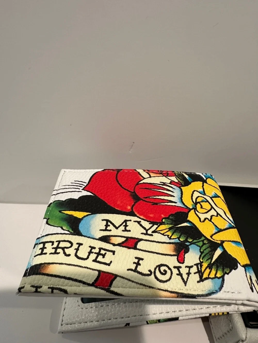 NWT Ed Hardy Men’s Bifold Wallet with Card, ID, Coin and Bill slots.